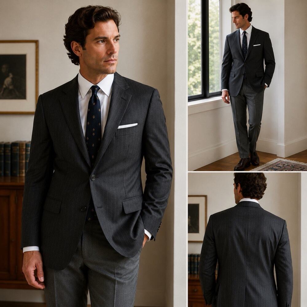 Brooks Brothers 1818 Madison 40R Gray Pinstripe Wool Sport Coat Blazer Italy